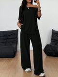 Casual solid color off-shoulder sports two-piece set
