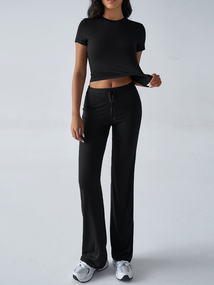 Spring/Summer Elegant Solid Color Crew Neck Casual Fashion Suit