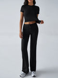 Spring/Summer Elegant Solid Color Crew Neck Casual Fashion Suit