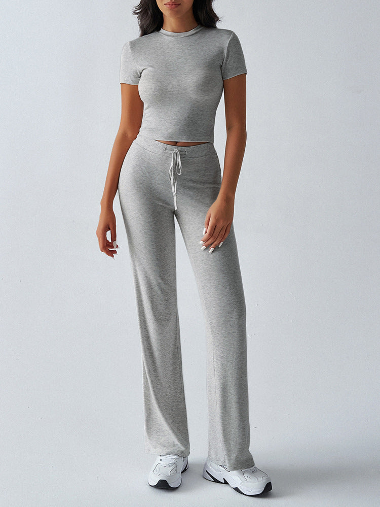 Spring/Summer Elegant Solid Color Crew Neck Casual Fashion Suit