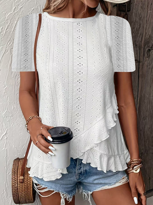 Casual solid color short-sleeved crew neck T-shirt
