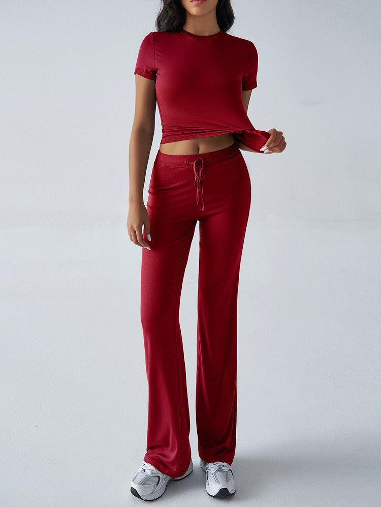 Spring/Summer Elegant Solid Color Crew Neck Casual Fashion Suit